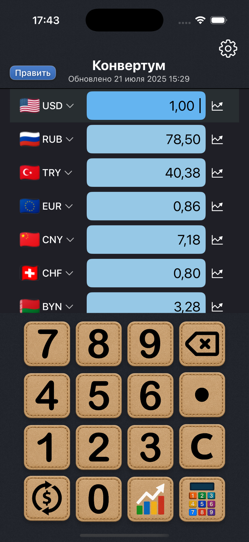 Конвертум — главный экран